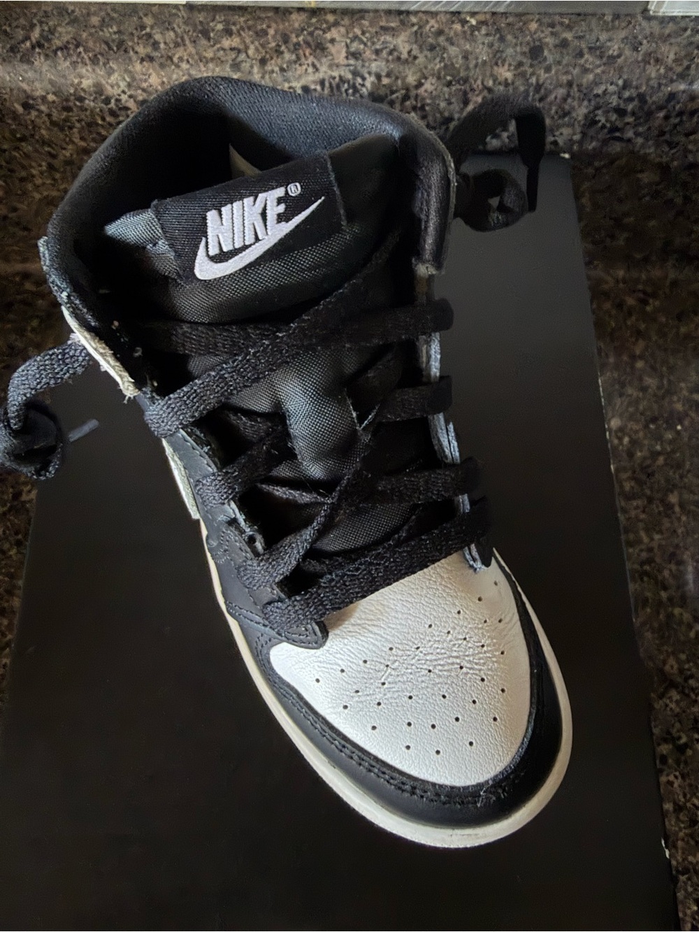 Nike Kids Black and White High-Top Sneakers with Contrast Toe